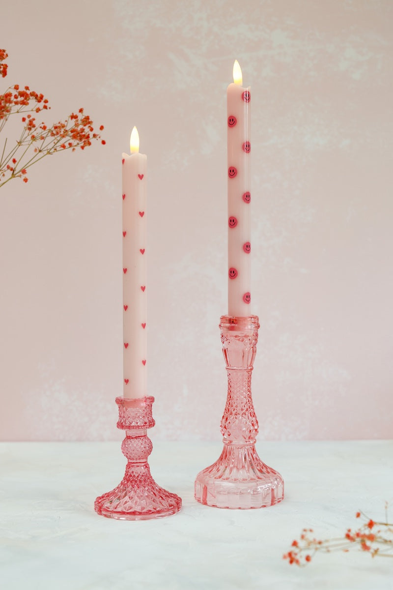LED Wax Kaarsen Hartjes Pink RC – Set van 2