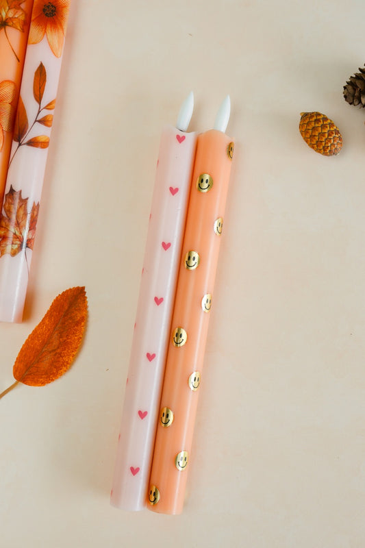 LED Pillar Happy Orange RC -  Set van 2