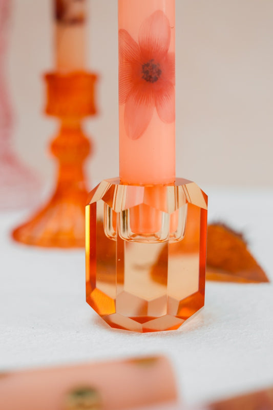 Aifcandles Kandelaar Crystal – Glas – Orange – Oranje– Ø2,2 cm