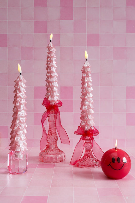 LED X-Mas Tree Candle Pink RC - Set of 2 (editie 2025)