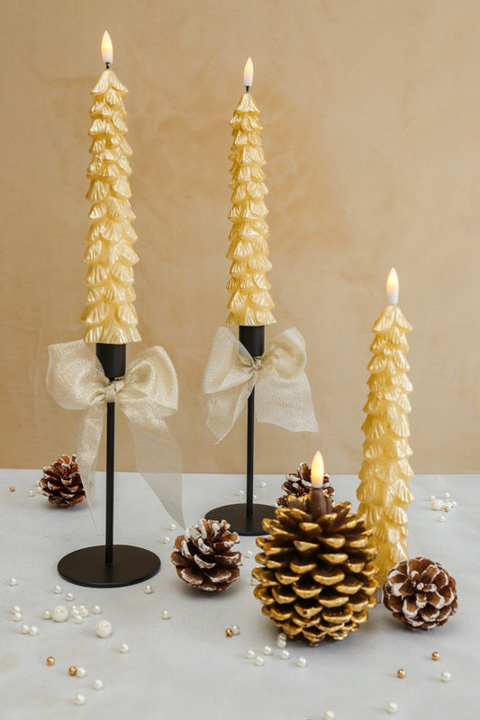 LED X-Mas Tree Candle Gold RC - Set of 2  (editie 2025)