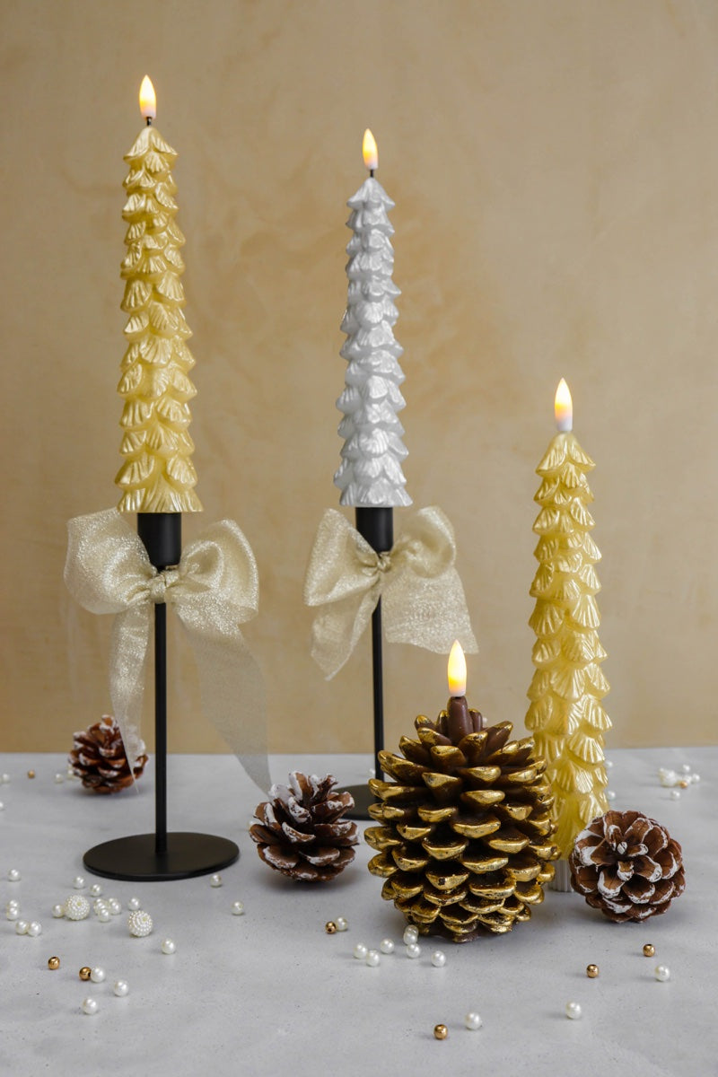 LED X-Mas Tree Candle Silver RC - Set of 2 (editie 2025)