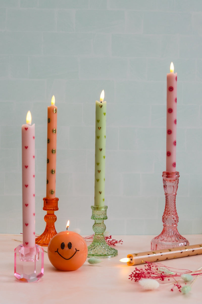 LED Wax Kaarsen Hartjes Pink RC – Set van 2