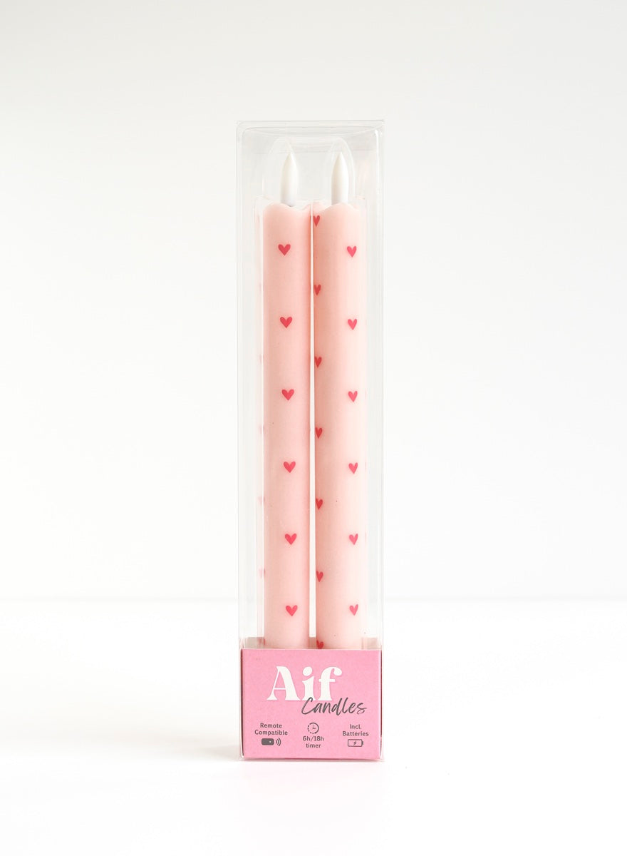LED Wax Kaarsen Hartjes Pink RC – Set van 2