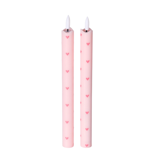 LED Wax Kaarsen Hartjes Pink RC – Set van 2