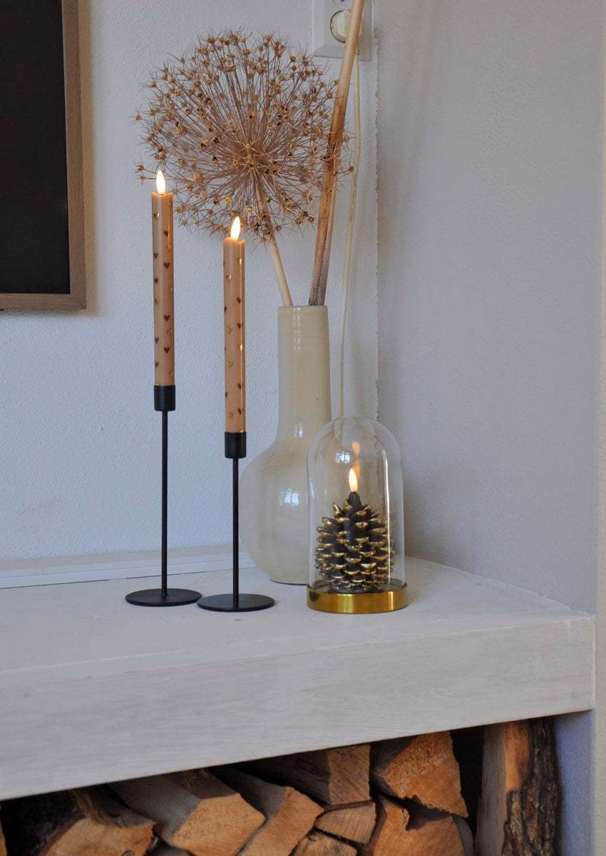 LED Pillar Kaars Hearts Sand - Set of 2