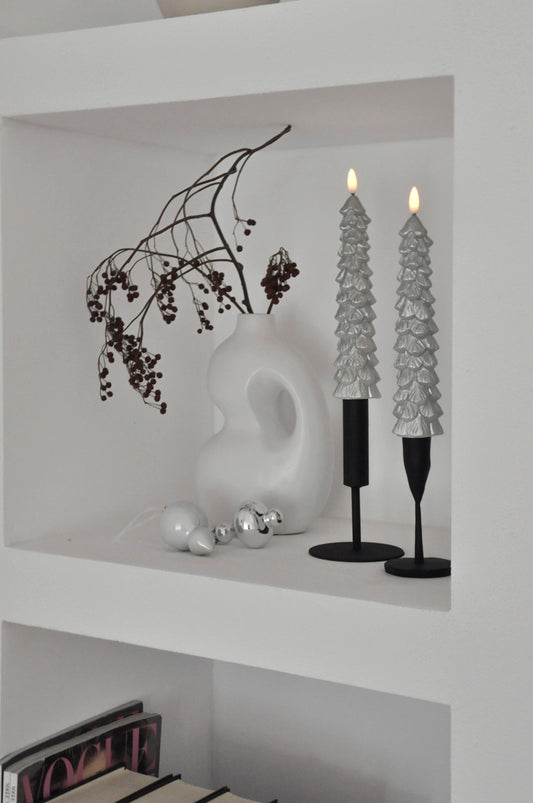 LED X-Mas Tree Kaarsen Zilver - Set van 2 - editie 2024