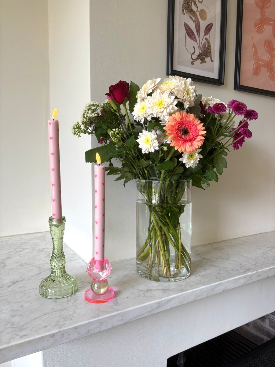Aifcandles LED Wax Kaarsen Hearts Pink RC – Set van 2 - Optioneel met Afstandsbediening
