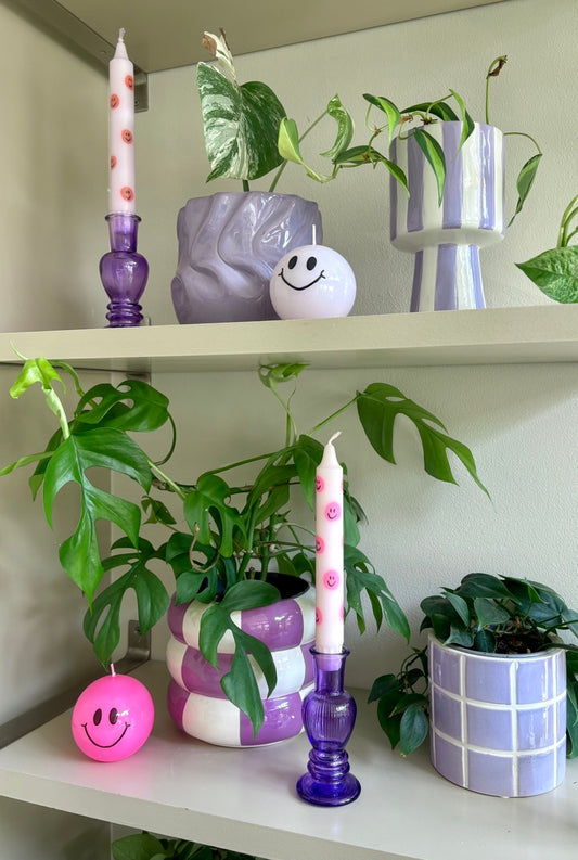 Diner Kaars Smiley Pink - 1 stuks