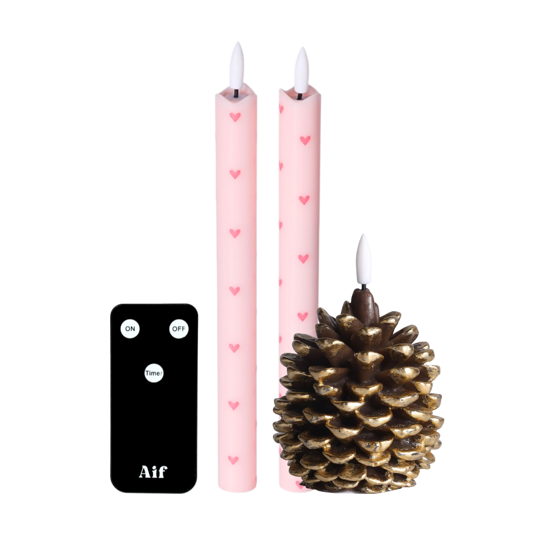 LED Kaarsenset – Hartjes Pink
