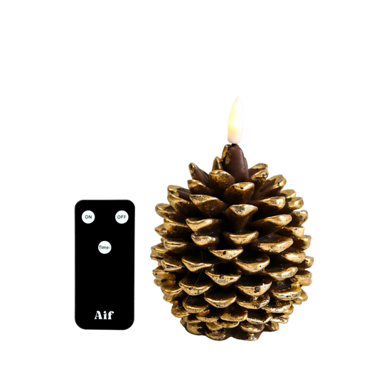 LED Wax Kaars Dennenappel RC – Incl. Afstandbediening