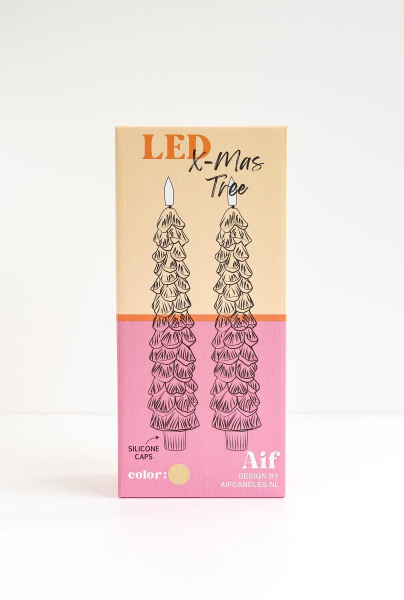 LED X-Mas Tree Candle Gold RC - Set of 2 (editie 2025)