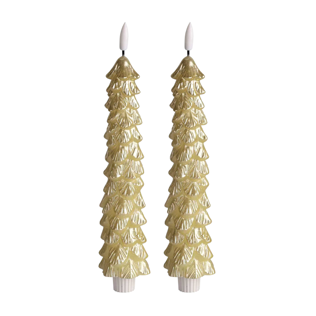 LED X-Mas Tree Candle Gold RC - Set of 2 (editie 2025)