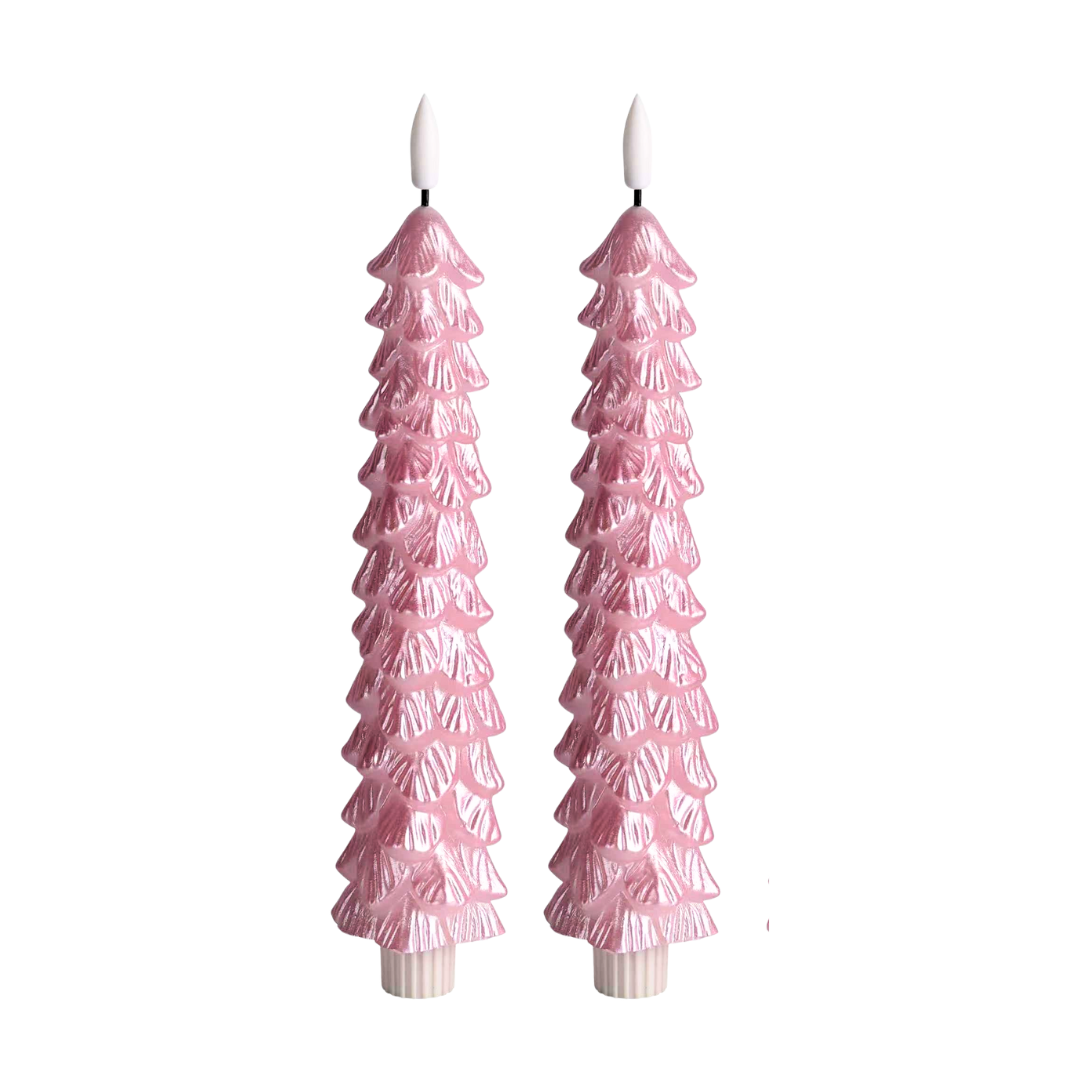 LED X-Mas Tree Candle Pink RC - Set of 2 (editie 2025)