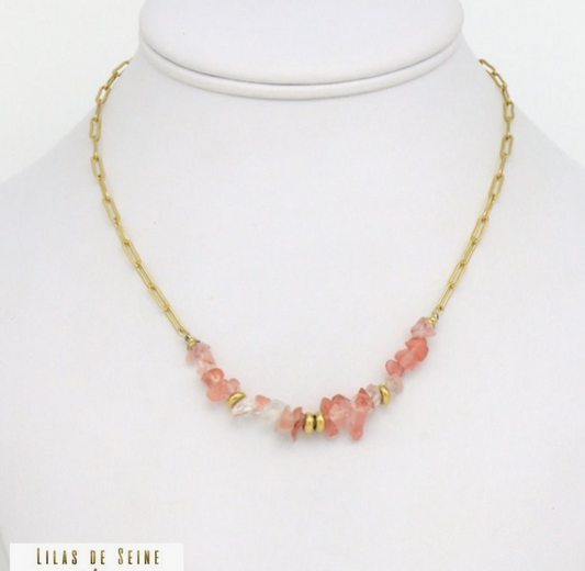 Lilas de Seine Ketting Rose Kwarts