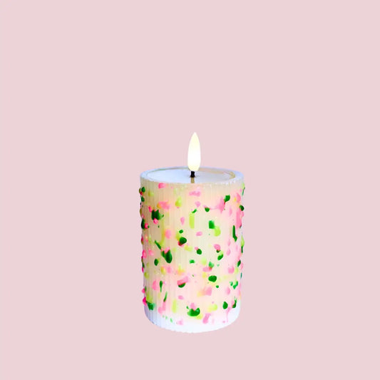 LED Kaars Floral Dots H10