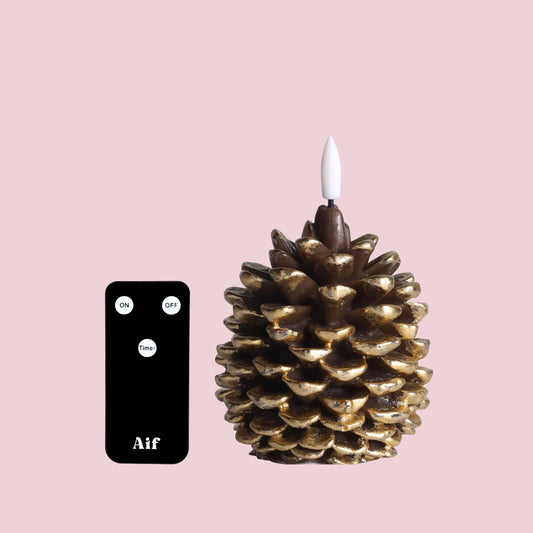 Aifcandles LED Wax Kaars Dennenappel RC – Inclusief Afstandsbediening