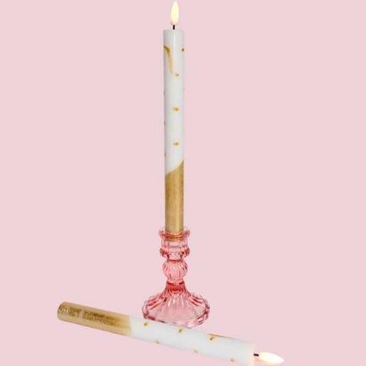LED Pillar Kaars Gold Dots - Set van 2