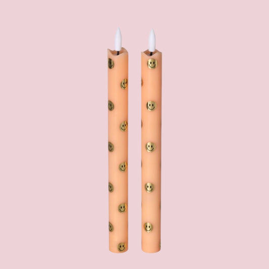 Aifcandles LED Pillar Happy Orange RC -  Set van 2 - Optioneel met Afstandsbediening