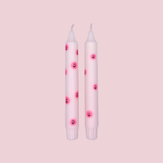 Diner Kaars Smiley Pink - 1 stuks