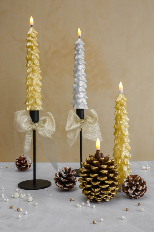 LED X-Mas Tree Candle Silver RC - Set of 2 (editie 2025)
