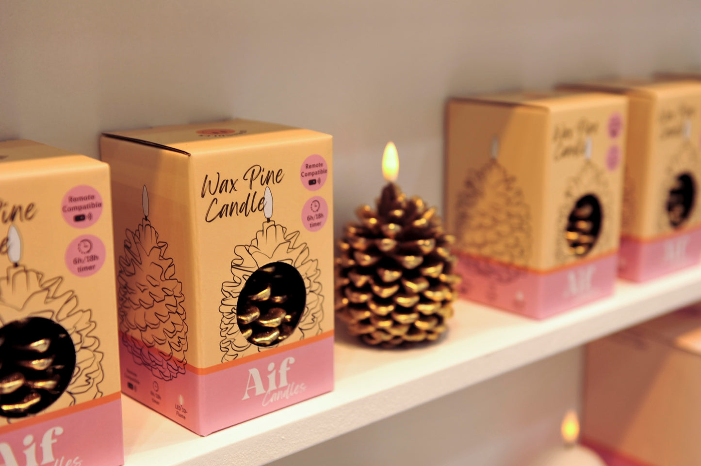Aifcandles LED Wax Kaars Dennenappel RC – Inclusief Afstandsbediening