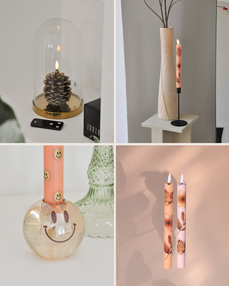 Aifcandles LED Pillar Happy Orange RC -  Set van 2 - Optioneel met Afstandsbediening