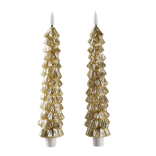 LED X-Mas Tree Kaarsen Goud - Set van 2