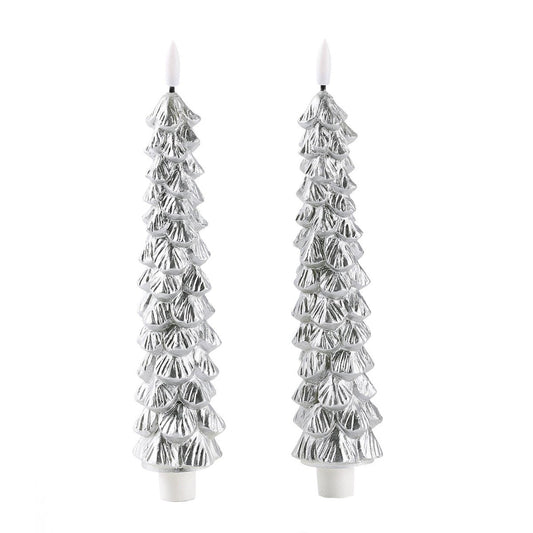 LED X-Mas Tree Kaarsen Zilver - Set van 2